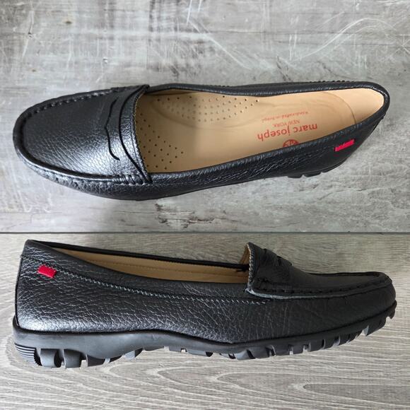 Marc Joseph New York Union Golf Black Grainy Loafer Flat Performance Shoes Sz 8